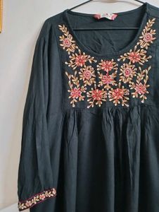 Embroidered Black Tunic Top
