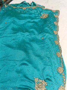 Teal Embellished Saree