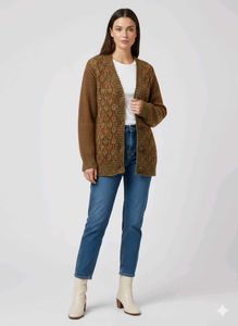 Vintage 70s Thick Cable knit Cardigan sweater