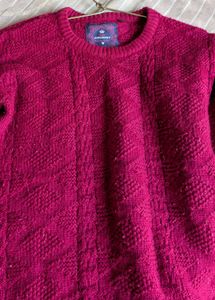 Dark pink Knit Pullover Sweater