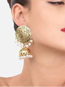 🆕 “ZAVERI PEARLS” Gold Tone Cut-work Jhumka