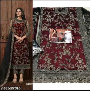 Burgundy Embellished Party Dress