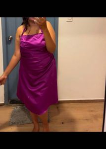 Purple Satin Halter Dress