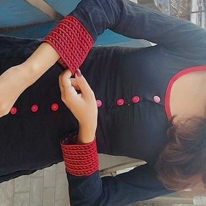 Black Kurti with Red Accents