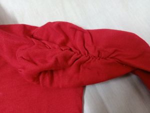 Red Top With Animal Print Collar