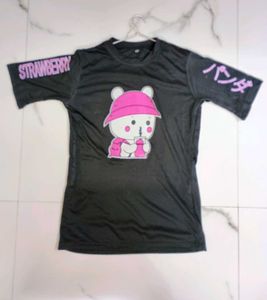 Cute Printed Women&#39;s T-Shirt (Black)