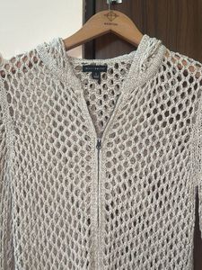 Crochet Knit Zip-Up Hoodie