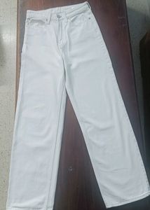H&amp;M High Waist Straight Fit White Jeans