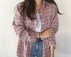 Pink Plaid Button Up