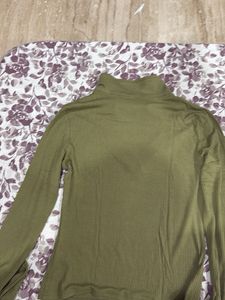 Olive Green Ribbed Long Sleeve Top