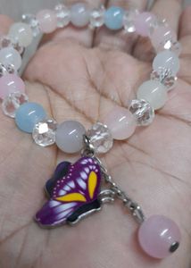 Glossy Beaded Bracelet & Golden Stone Work Bangle