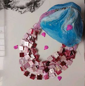 Pink Bead Strand Neckpiece