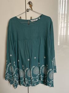 Teal Embroidered Top