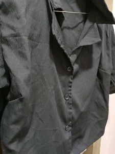 Black Collared Crop Top