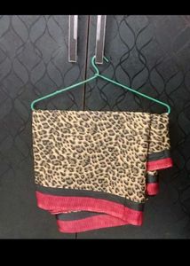 lepard print golden crepe saree
