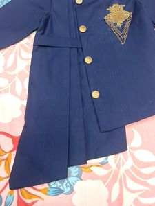 Boys&#39; Blue Embroidered Indowestern Kurta