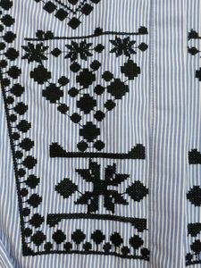 Blue Striped Embroidered Peplum Shirt