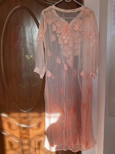 Peach Embroidered Kurta