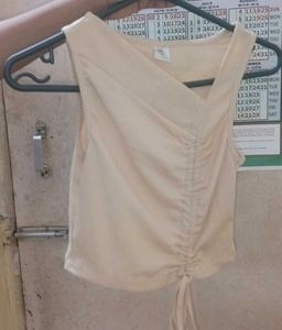 Tan Ruched Sleeveless Top
