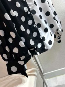 Polka Dot Two-Tone Blouse