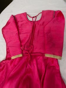 Pink Frock .28 Size New.Green Gold Pink Design Front Side.