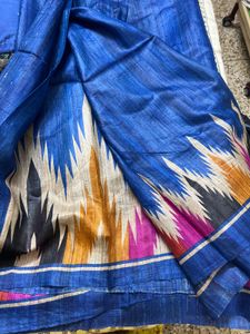 Blue used tussar Saree