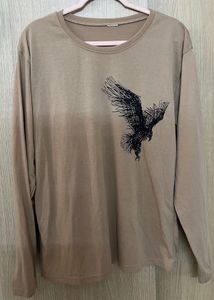 Taupe Long Sleeve with Flying Bird Print