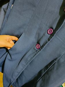 Ajio Navy Blue Full Sleeves Blazer