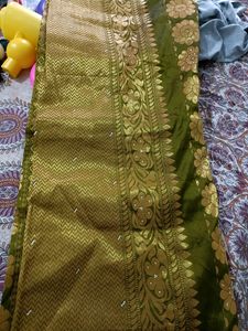 Olive Green Saree