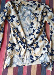 Star Print Open Front Cardigan