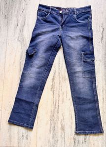 Blue Denim Cargo Jeans