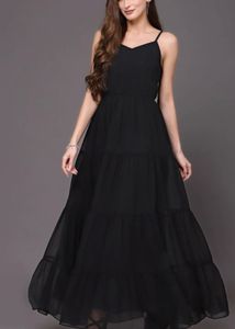 Shoulder Straps Flared PartyMaxi Dress