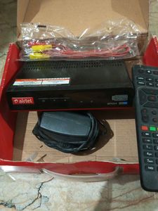 Airtel Setup Box Original Box With Remote, Adaptor And Connecter