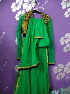 Green Embellished Ethnic Gown
