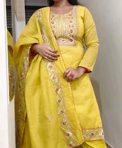 Yellow Embroidered Kurta Set