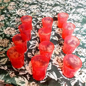 Red Plastic Juice glass (Set of 12)