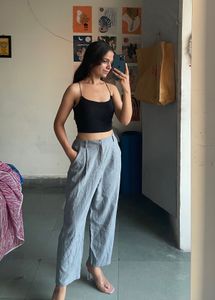 Black Cami &amp; Gray Trousers Set