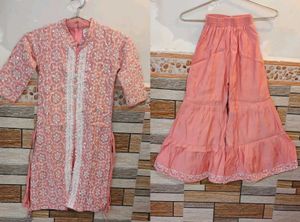 Pink Embroidered Sharara Set