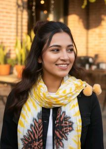 Yellow Scarf with Pom Po