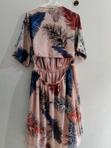 Feather Print Wrap Dress