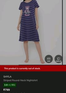 SHYLA Striped Round-Neck Nightshirt