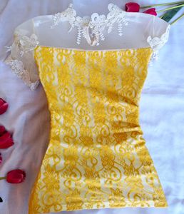 Pretty Yellow Korean Lace Top