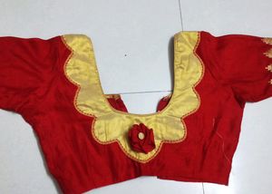 Heavy Red Saree With Designer Blouse