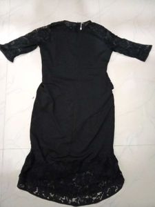 Elegant Black Lace Detail Dress