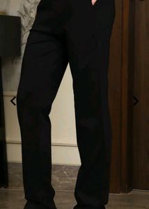 Straight Fit Full Length Black Pant With Pockets