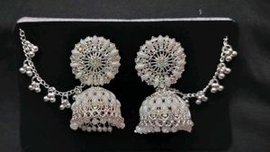 Elegant Jhumka Earrings with Ear Chain