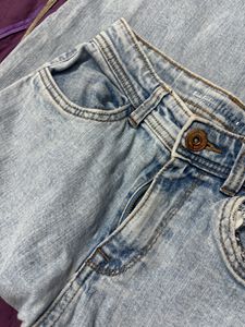 Light Blue Mid Waist Parallel Pant