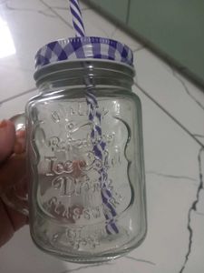 Mason Jar with Lid &amp; Straw
