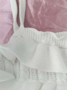 White Ruffle Knit Tank Top