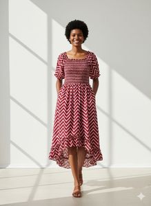 Chevron Print Midi Dress